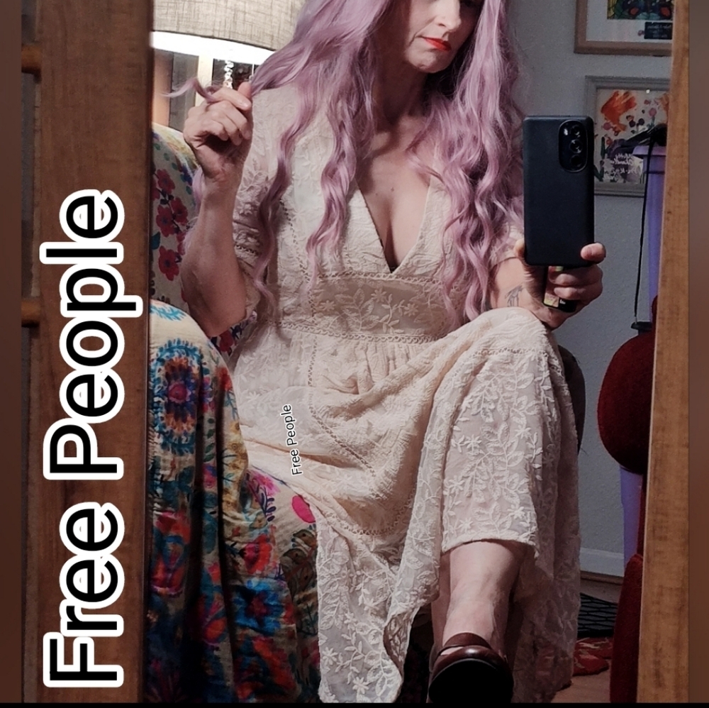 Free People Cream Lace Dress